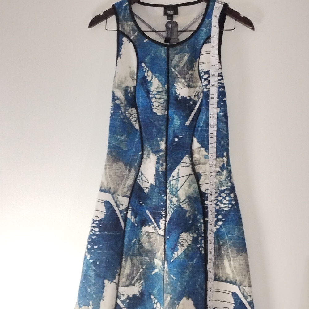 Mossimo Supply Co. Blue and White Patterned Midi Dress